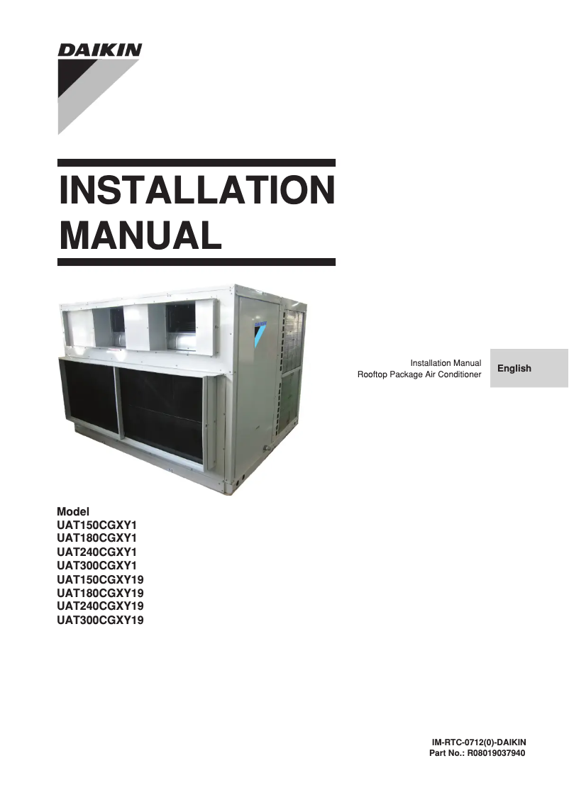 Página 1 del manual Guía de instalación Daikin UAT150CGXY1