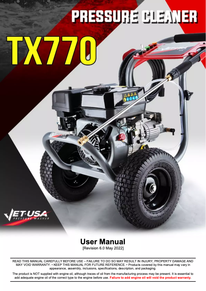 Page 1 de la notice Manuel utilisateur Jet-USA TX770