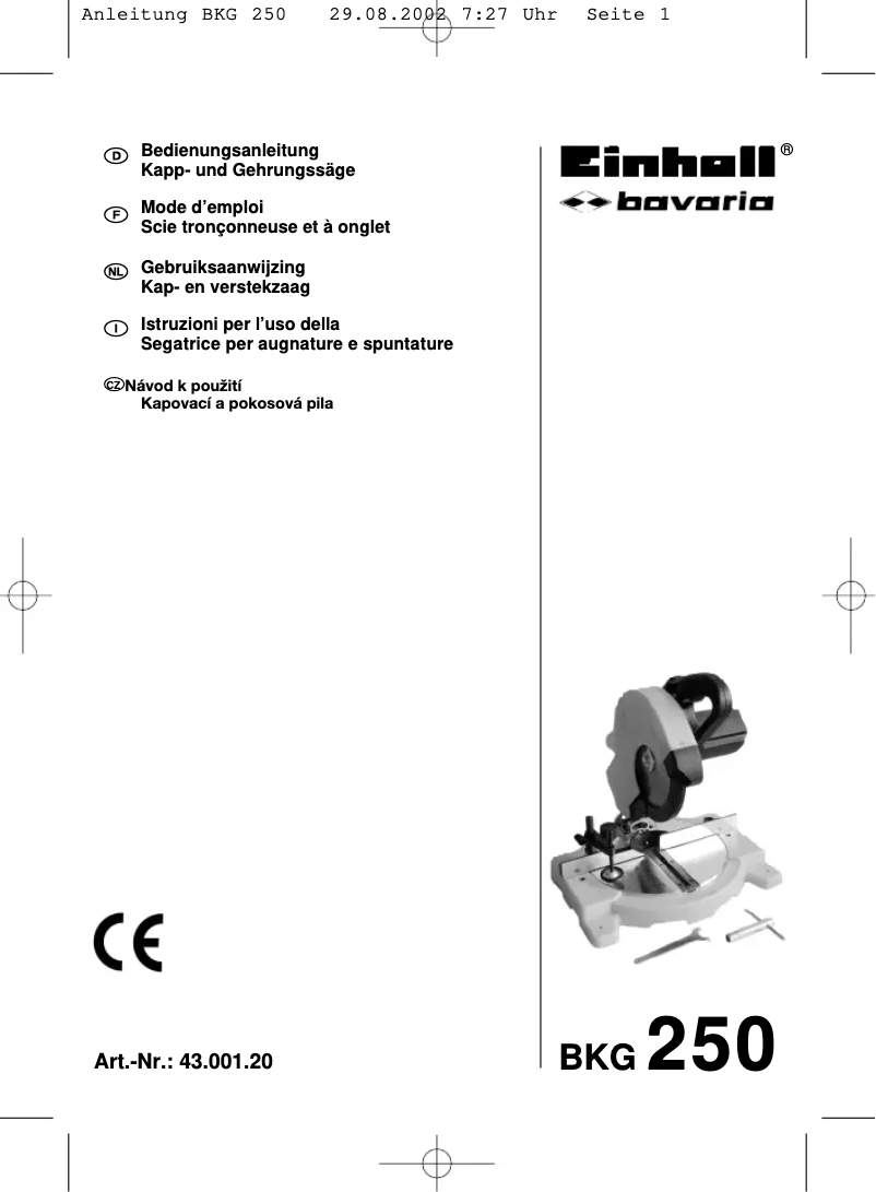 Page n°1 - Manuel utilisateur Einhell BKG 250