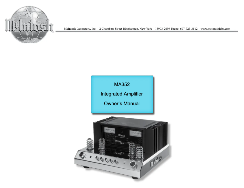 Page 1 de la notice Manuel utilisateur McIntosh MA352