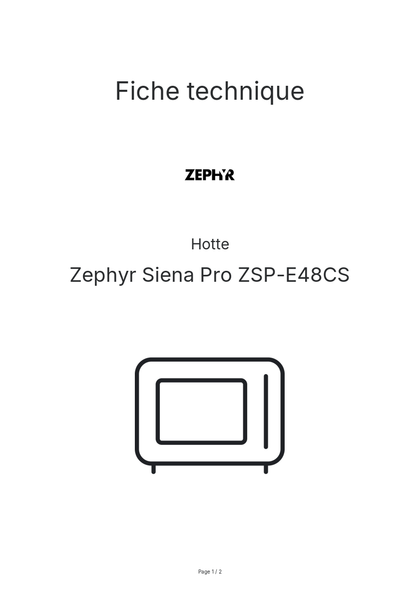 Page n°1 - Fiche technique Zephyr Siena Pro ZSP-E48CS