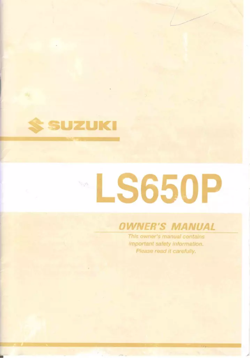 Page 1 de la notice Manuel utilisateur Suzuki LS650P (2001)