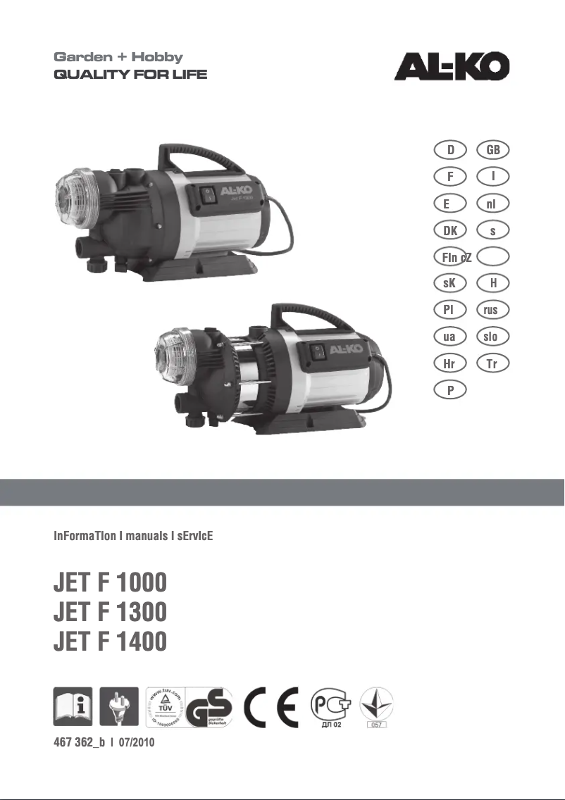 Page n°1 - Manuel utilisateur AL-KO JET F