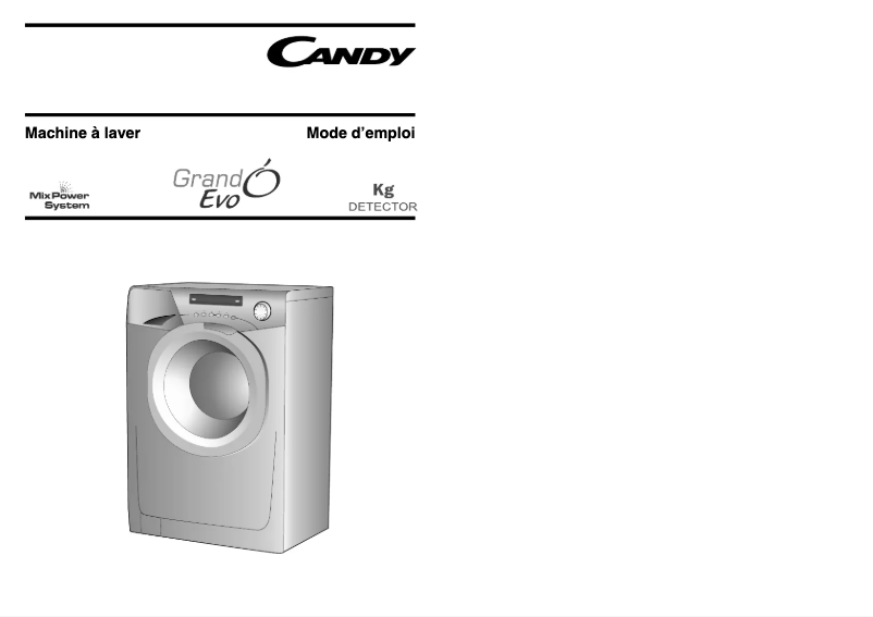Page 1 de la notice Manuel utilisateur Candy EVO 1483D2W-47