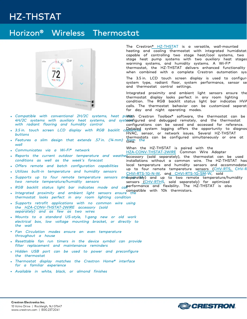 Image de la première page du manuel de l'appareil HZ-THSTAT