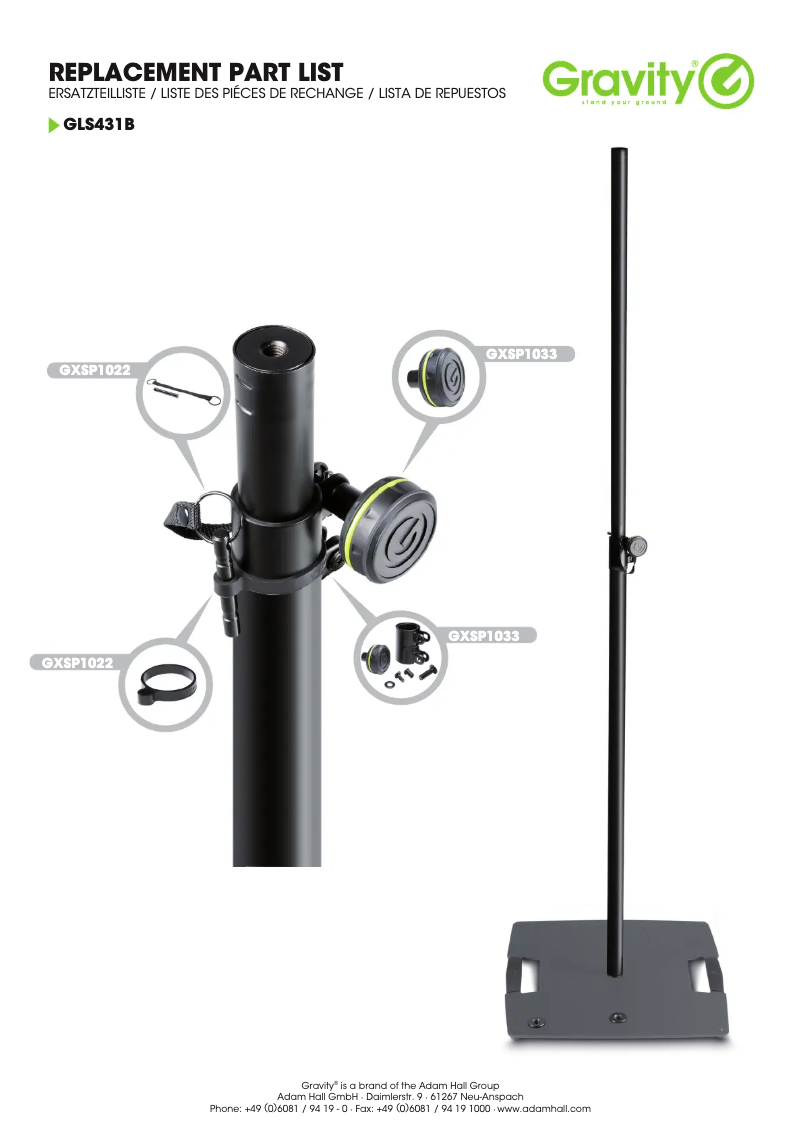 Página 1 del manual Ficha técnica Gravity LS 431 B