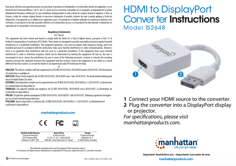 Image de la première page du manuel de l'appareil 152648