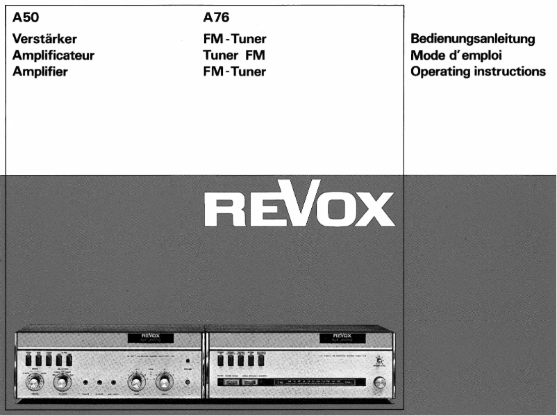 Page n°1 - Manuel utilisateur Revox A50