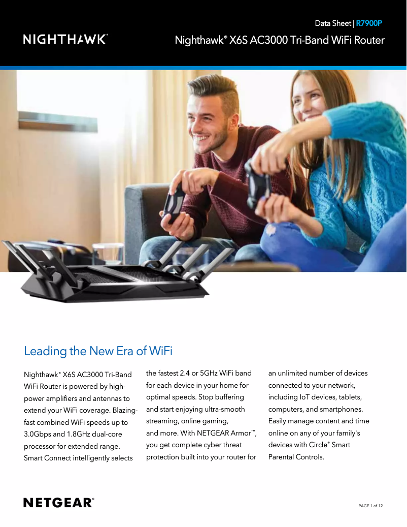 Page 1 de la notice Fiche technique Netgear Nighthawk X6S R7900P