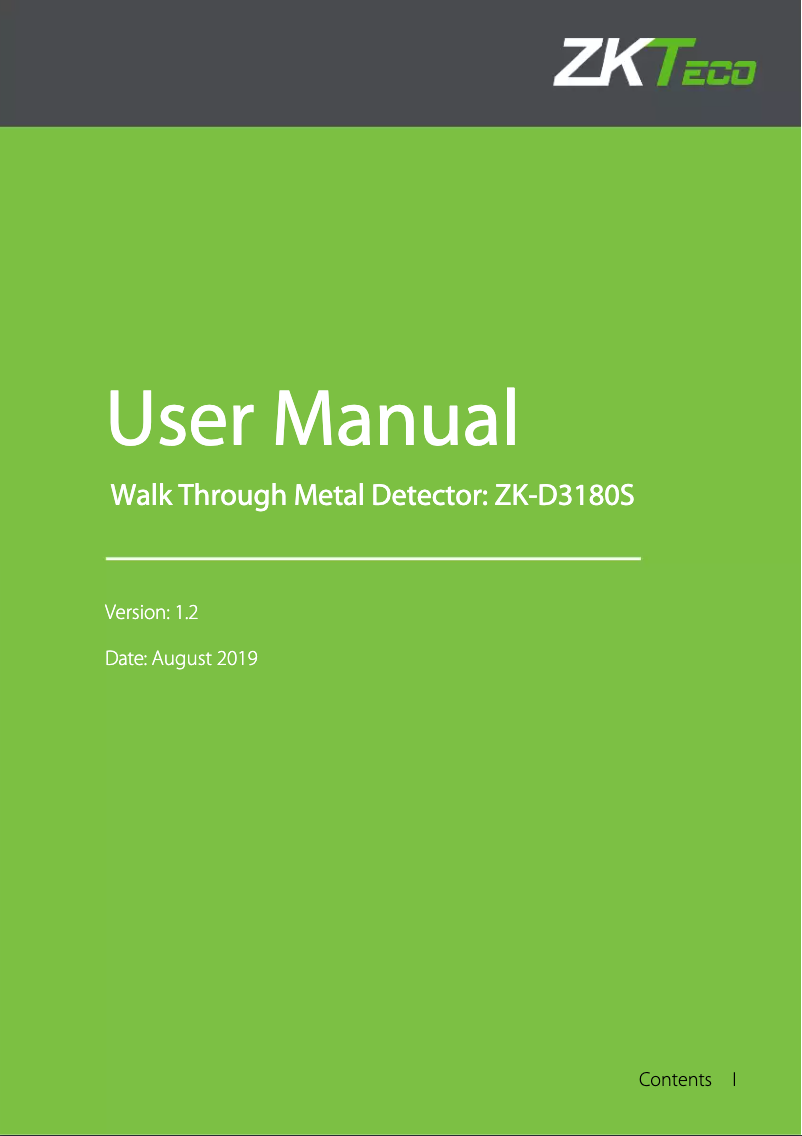 Page n°1 - Manuel utilisateur ZKTeco ZK-D3180S