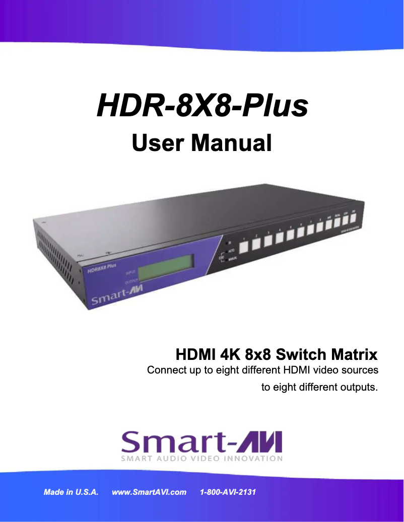 Page n°1 - Manuel utilisateur Smart-AVI HDR-8X8-Plus