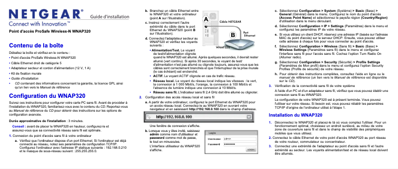 Image de la première page du manuel de l'appareil ProSafe WNAP320