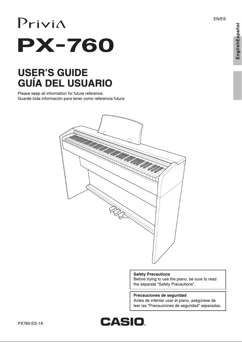 Image de la première page du manuel de l'appareil PX-760BK