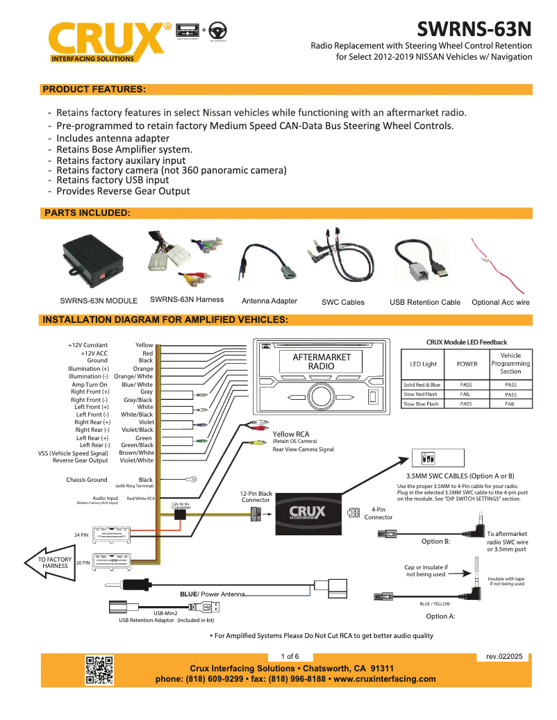 Page 1 de la notice Manuel utilisateur CRUX SWRNS-63N