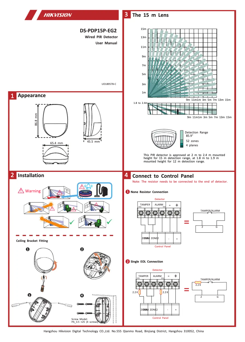 Page 1 de la notice Manuel utilisateur Hikvision DS-PDP15P-EG2