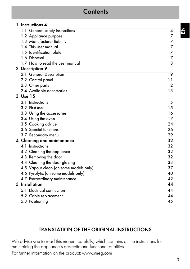 Page 1 de la notice Manuel utilisateur Smeg SFPA6101TVS
