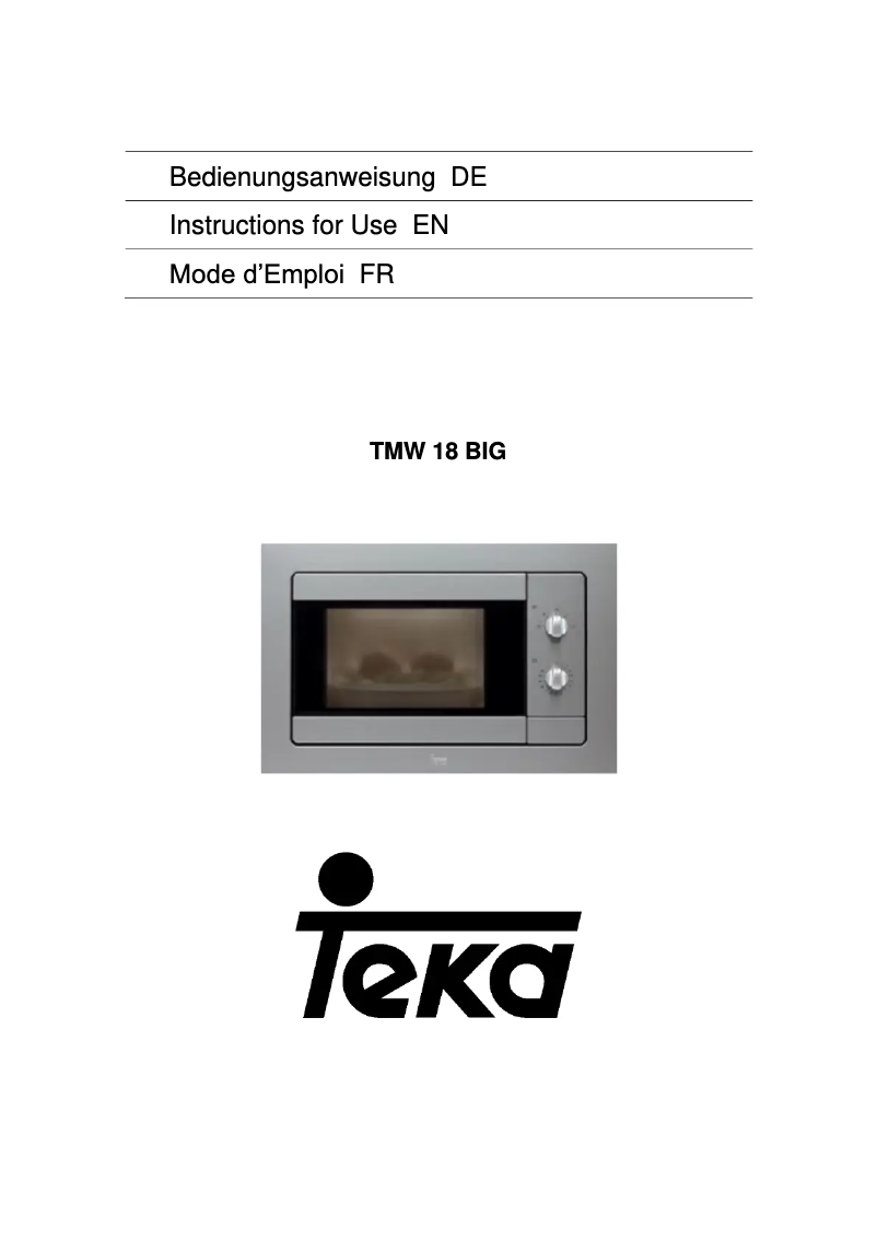 Page 1 de la notice Manuel utilisateur Teka TMW 18 BIG