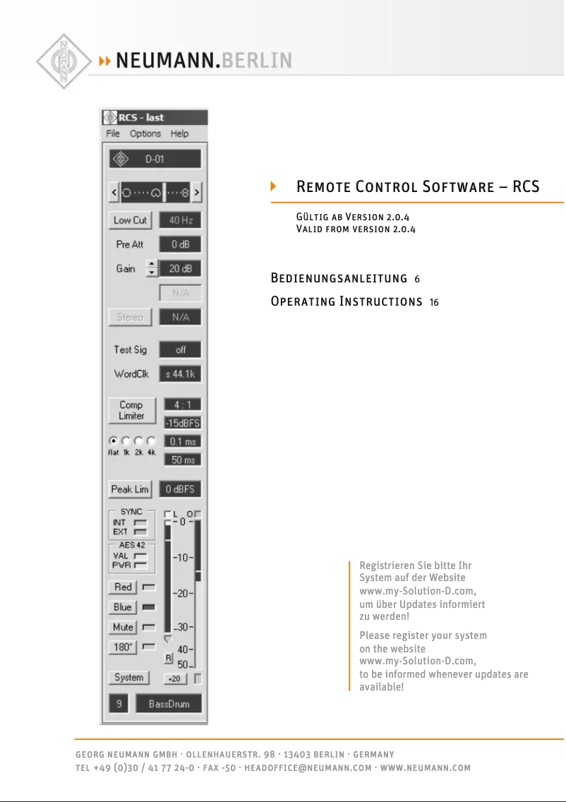 Page n°1 - Manuel utilisateur Neumann KMR 81 D