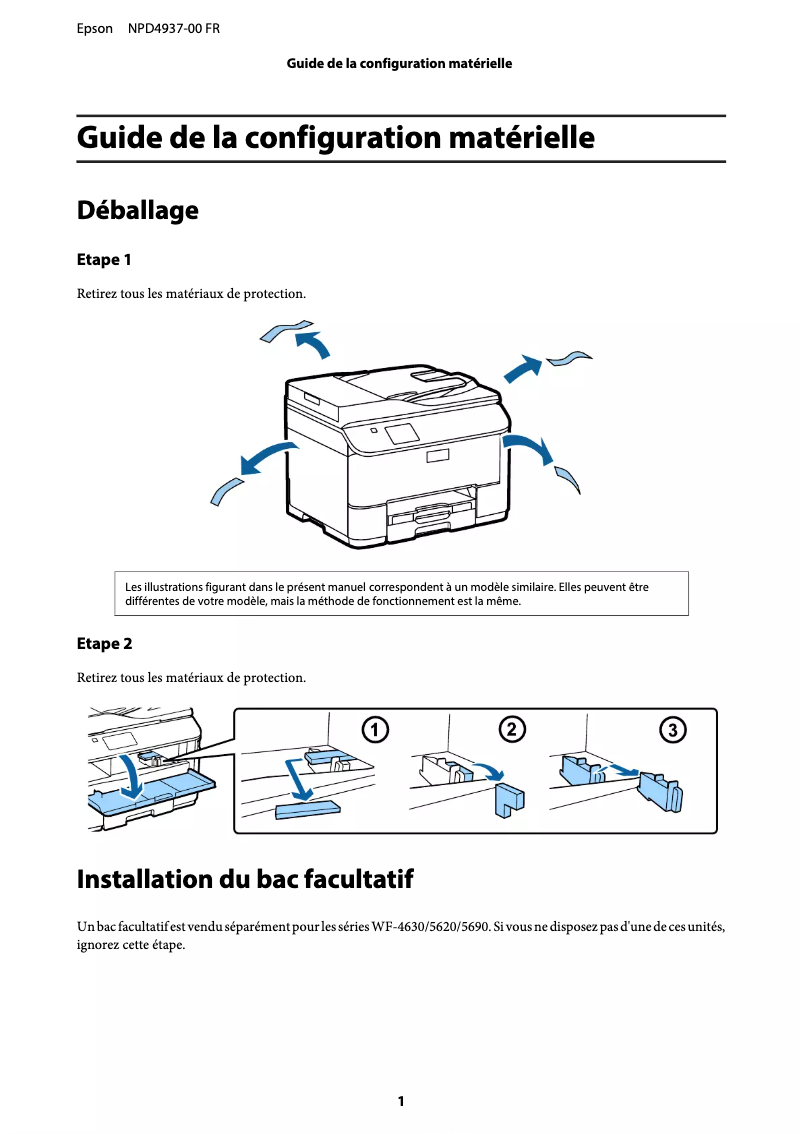 Page 1 de la notice Guide d'installation Epson WorkForce Pro WF-4630DWF
