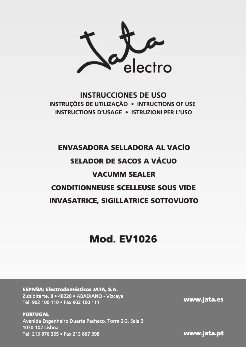 Page n°1 - Manuel utilisateur Jata EV1026