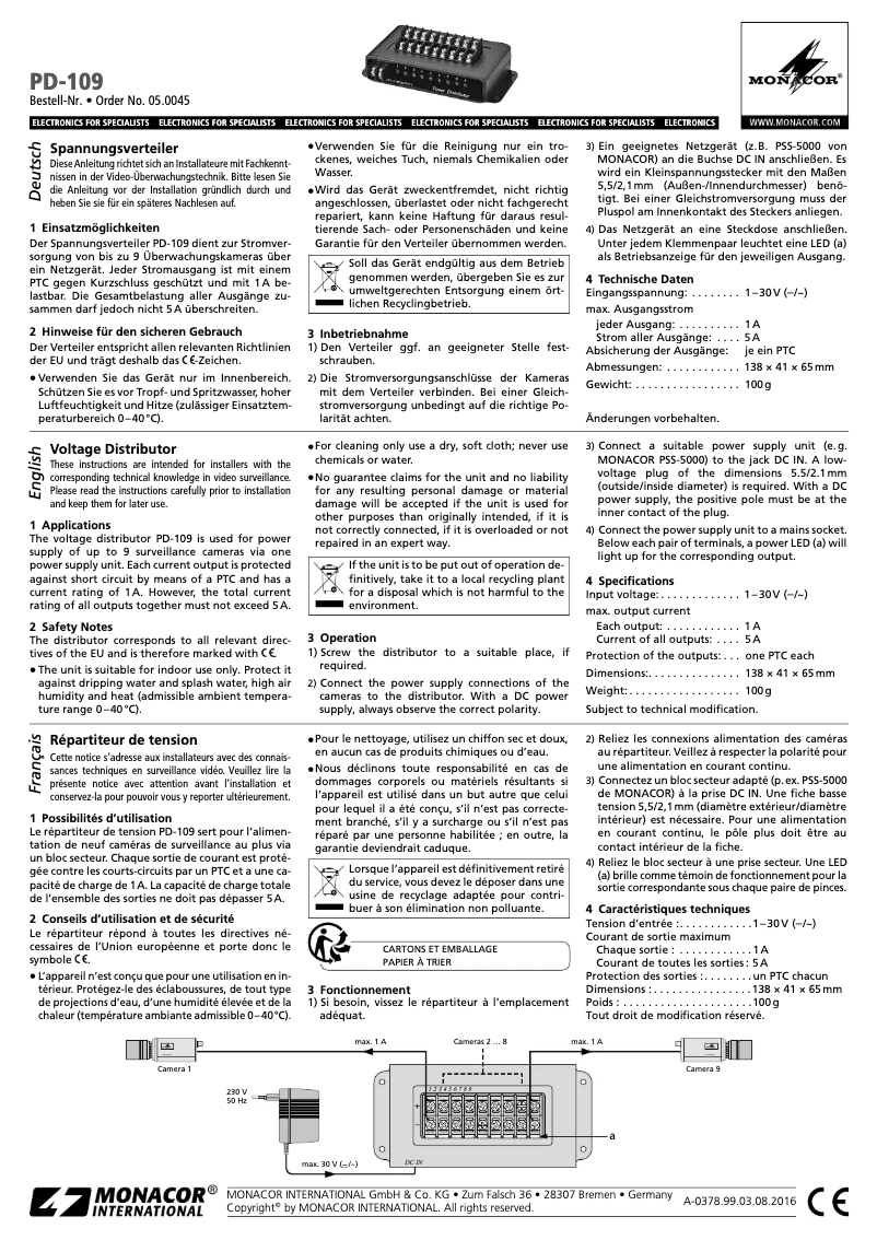 Image de la première page du manuel de l'appareil PD-109