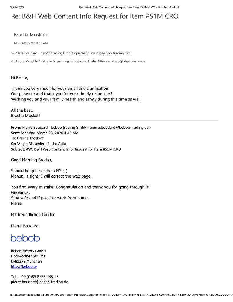 Page 1 de la notice Manuel utilisateur Bebob S1MICRO