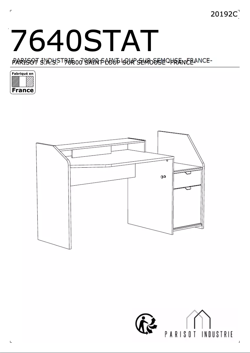 Page n°1 - Manuel utilisateur Parisot SetUp 7640STAT