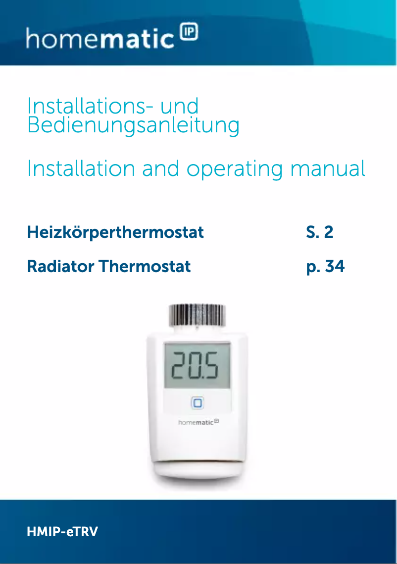Imagen de la primera página del manual del dispositivo HMIP-eTRV