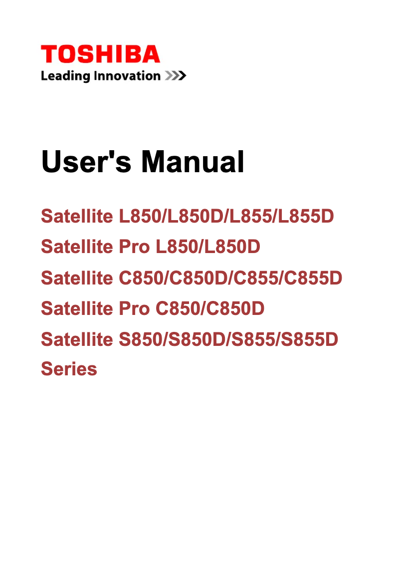 Page n°1 - Manuel utilisateur Toshiba Satellite S855