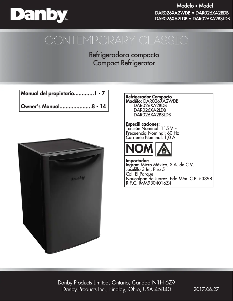Página 1 del manual Manual de usuario Danby DAR026XA2BDB