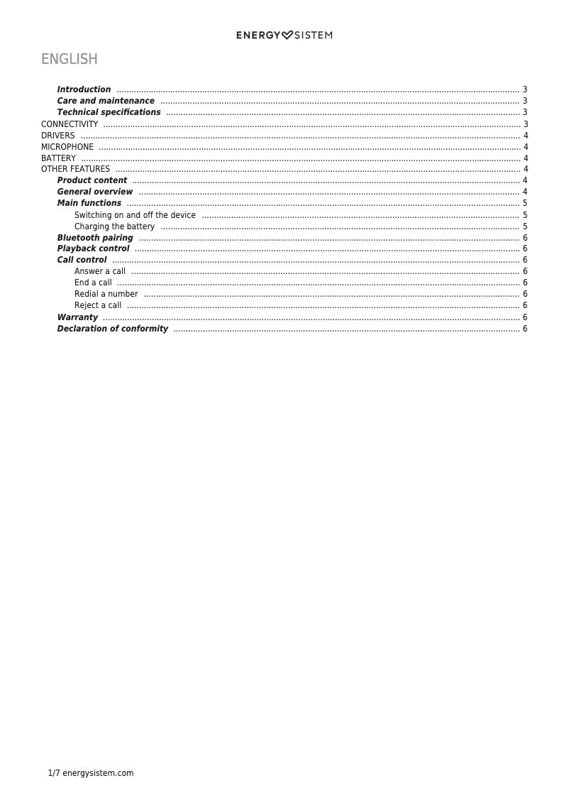 Image de la première page du manuel de l'appareil Earphones Sport 3 Bluetooth