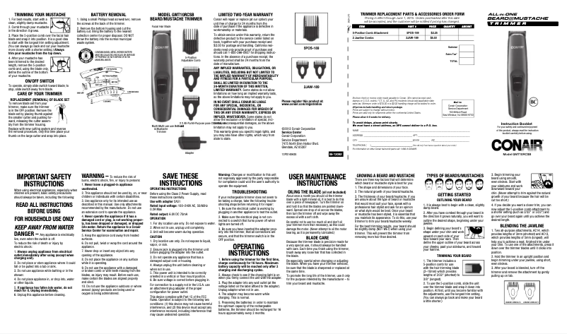 Image de la première page du manuel de l'appareil GMT10NCS