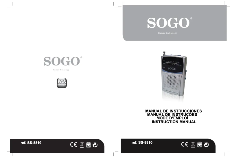 Page 1 de la notice Manuel utilisateur Sogo SS-8810
