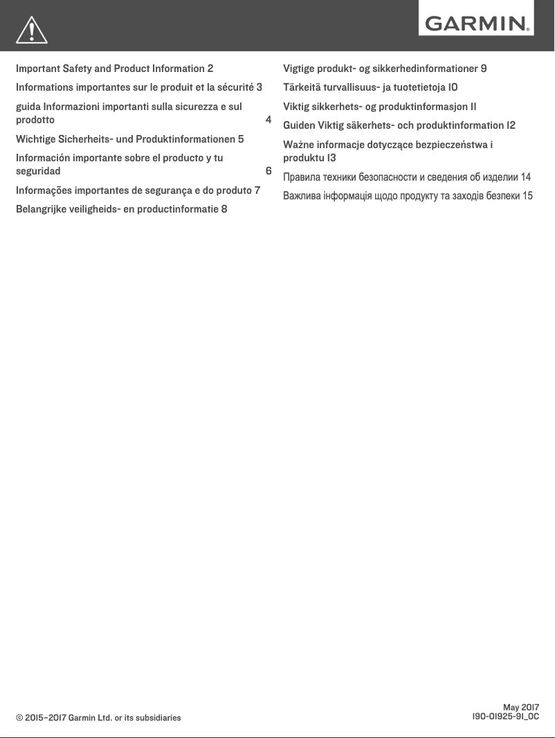 Page n°1 - Instructions de sécurité Garmin Dash Cam 10