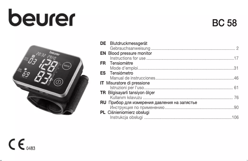 Page 1 de la notice Manuel utilisateur Beurer BC 58