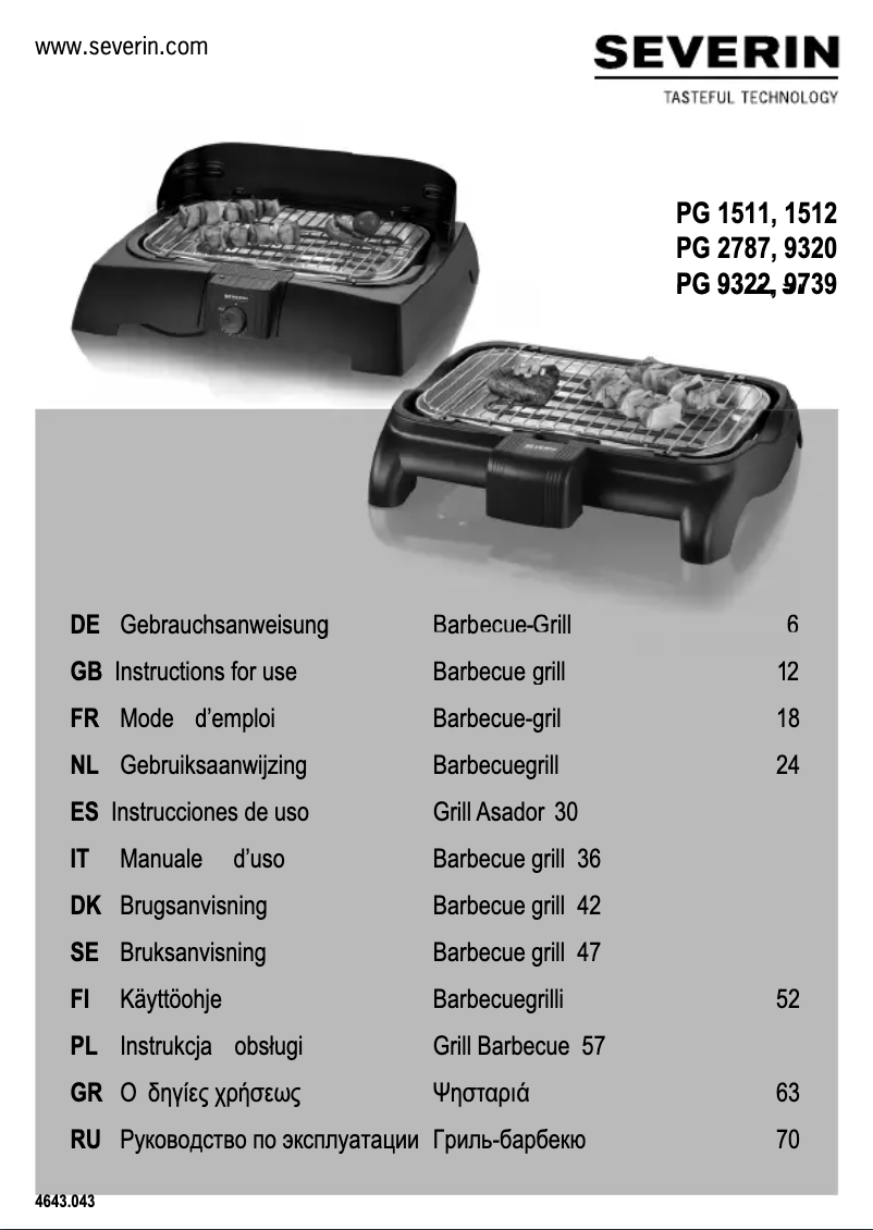 Page n°1 - Manuel utilisateur Severin PG 1512