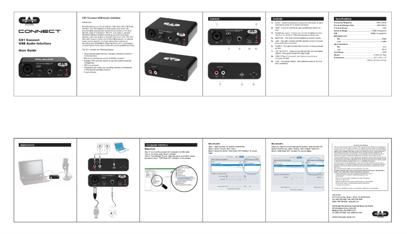Page n°1 - Manuel utilisateur CAD Audio CX1 Connect