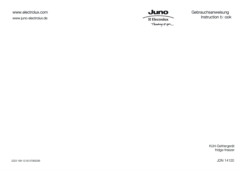 Page 1 de la notice Manuel utilisateur Juno Electrolux JDN14120