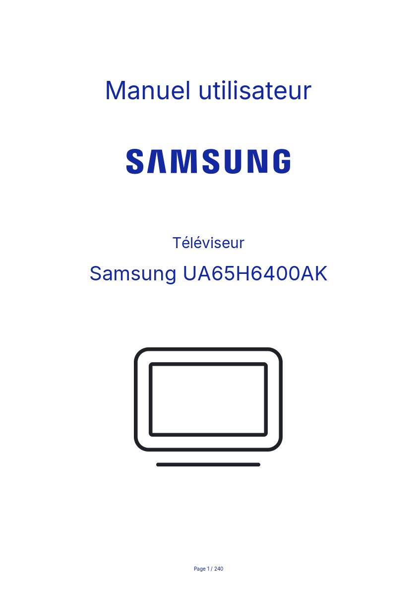 Page 1 de la notice Manuel utilisateur Samsung UA65H6400AK