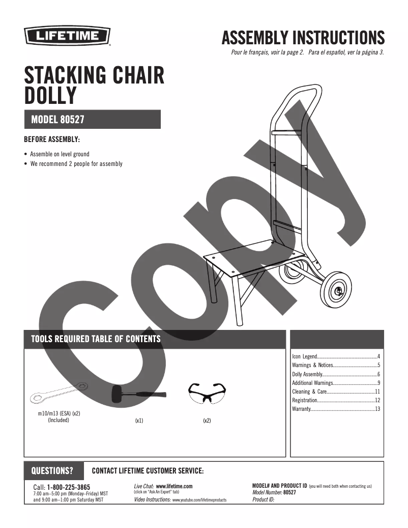 Page n°1 - Manuel utilisateur Lifetime Dolly 80527
