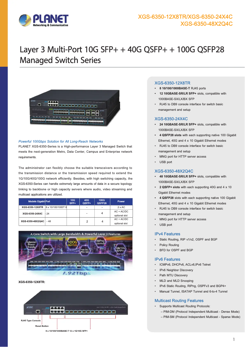 Image de la première page du manuel de l'appareil XGS-6350-12X8TR
