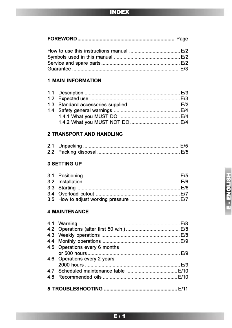 Page 1 de la notice Manuel utilisateur Fini E.C. Tiger 200