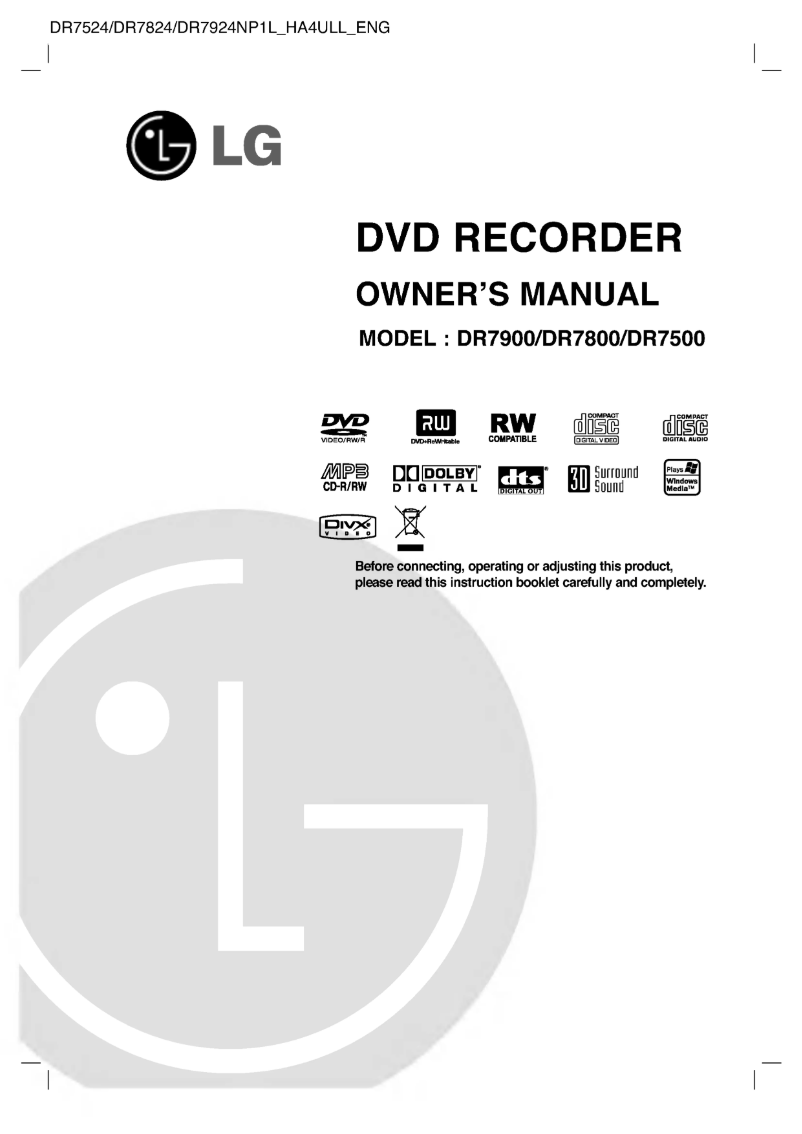 Page n°1 - Manuel utilisateur LG DR7824NP1C