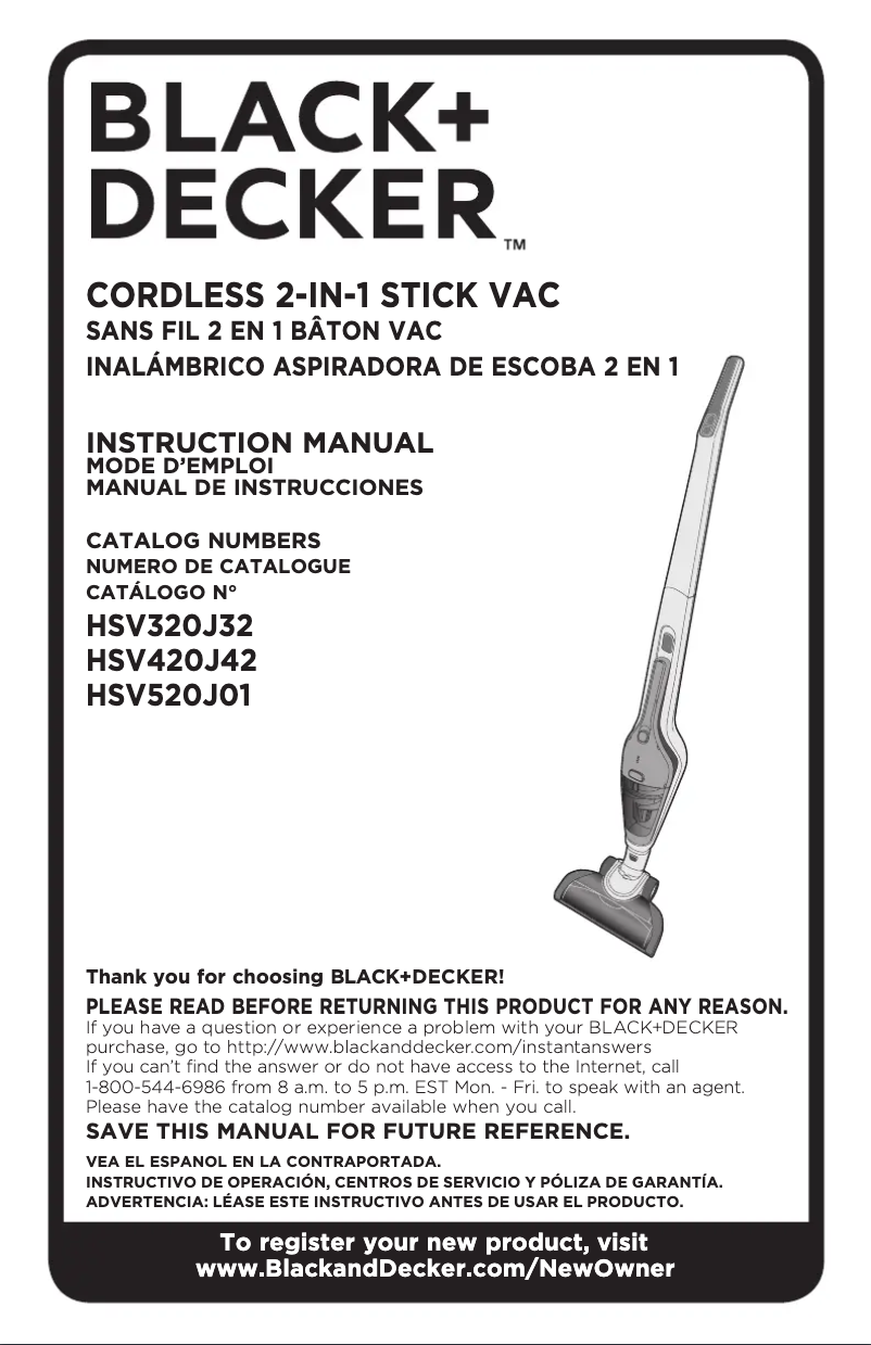 Page n°1 - Manuel utilisateur Black & Decker HSV420J42