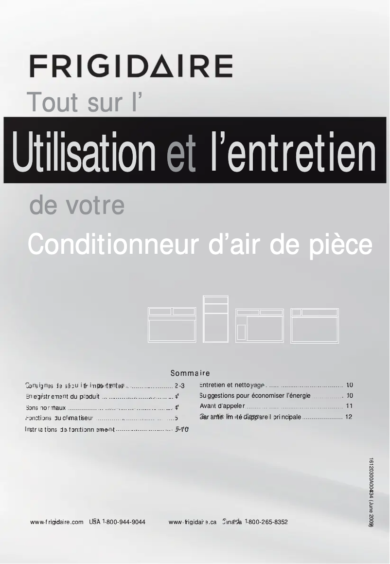 Page 1 de la notice Manuel utilisateur Frigidaire FFTA1233Q2