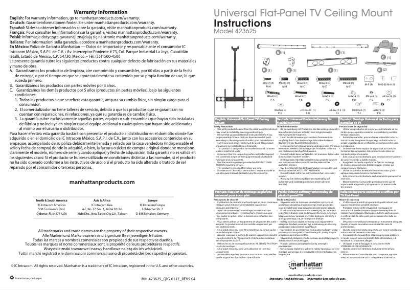 Page 1 de la notice Manuel utilisateur Manhattan 423625