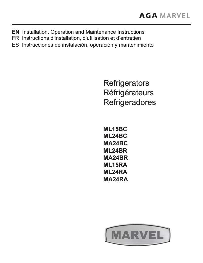 Page 1 de la notice Manuel utilisateur Marvel ML15RAP2LP