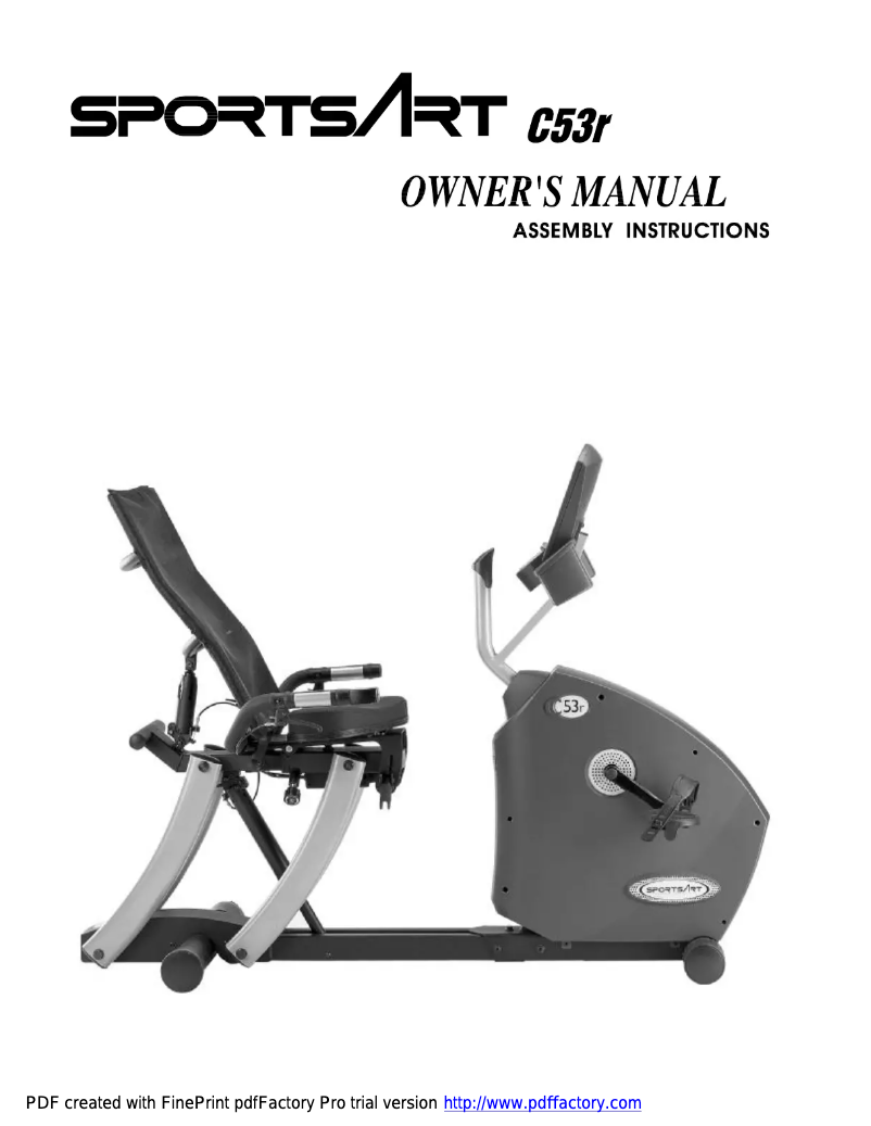 Page 1 de la notice Manuel utilisateur SportsArt C53R