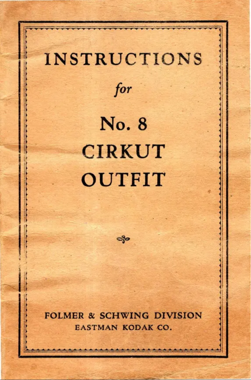 Page 1 de la notice Manuel utilisateur Kodak No 10 Cirkut