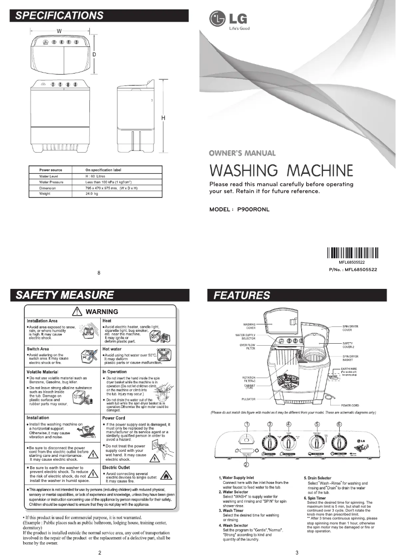 Page n°1 - Manuel utilisateur LG P900RONL